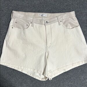 Abercrombie & Fitch Cream High-Waist Shorts with Gloss Trim